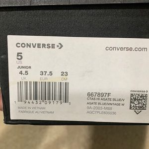 Converse Hi Agate Blue/vintage  with butterflies and bees. Size 5